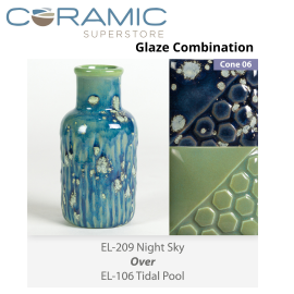 Night Sky EL209 over Tidal Pool EL106 Glaze Combination